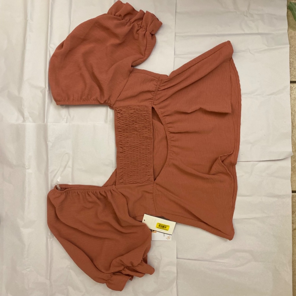 Originality Pink Square Neck Puff Sleeve Peplum Top XL NWT - Picture 2 of 10